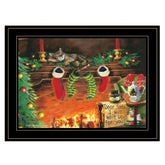 I Will Wait Up Cat Christmas Black Framed Print Wall Art